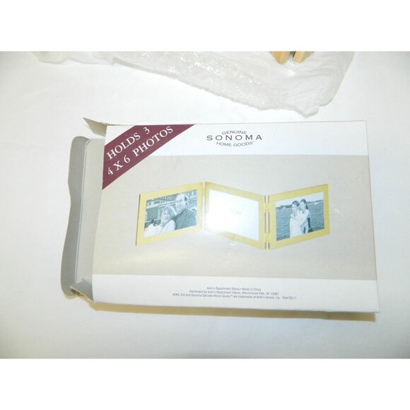 Sonoma Gold-Tone Folding Photo Frame Holds Three 4x6 Photos Genuine Home Goods - Picture 3 of 8